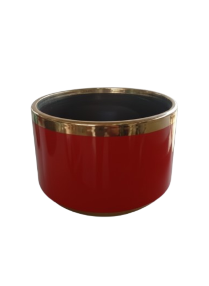 قوارة سيراميك حمراء بحافة ذهبية حجم كبير