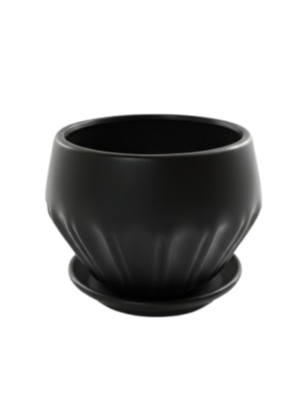 قوارة سيراميك لون اسود بنقشة الماس حجم كبير